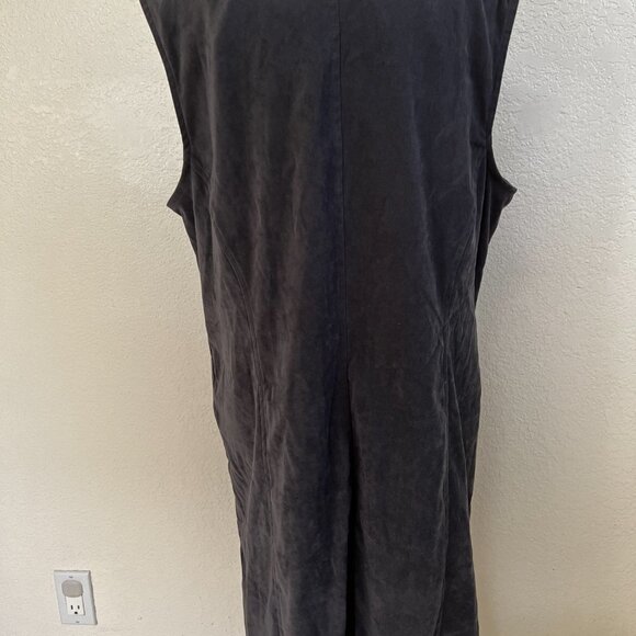 Gray Sleevless Suede microfiber Dress size 14 Full Front Zip - Picture 5 of 7